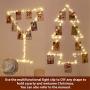 HXWEIYE 120LEDs Photo Clips String Light, Warm White, 40Ft Fairy Light with 52 Clear Clips & 10 Hooks on Wall, Timer & 8 Modes USB Powered Copper Wire String Light for Hanging Picture, Bedroom Party