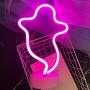 iceagle Ghost Light Neon Signs Neon Lights for Wall Decor,USB or Battery LED Signs for Bedroom, Decorative Neon Light Sign for Christmas,Birthday Party, Living Room, Girls,Kids Room（Ghost Pink）