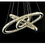 MEEROSEE Crystal Chandeliers Modern LED Ceiling Lights Fixtures Chandelier Lighting Dining Room Pendant Lights Contemporary 3 Rings Adjustable Stainless Steel Cable