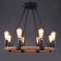 OYI Hemp Rope Style Pendant Light, 8 Lights Retro Industrial Chandelier Metal Island Light Chain Ceiling Lamp E26 Socket