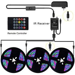 50FEET LED Music Strip Lights Dream Color, Hedynshine Color Changing 810pcs Superbright RGB Strip Lights,20 Key IR Remote Control, Rainbow Led Strip Lights