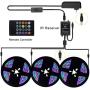 50FEET LED Music Strip Lights Dream Color, Hedynshine Color Changing 810pcs Superbright RGB Strip Lights,20 Key IR Remote Control, Rainbow Led Strip Lights