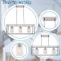 VINLUZ Modern Chandeliers 3 Lights with Clear Glass Shade Chrome Linear Pendant Lighting Industrial Dining Room Light Fixture Hanging Ceiling Light for Bar Kitchen Island