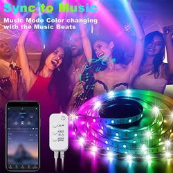 Led strip lights 50ft RGB led lights 5050 Led strips,Jeryyen Smart Led lights Strip Music sync Color Changing Lights with 44keys Remote and App control, Led Lights for Bedroom Tv Home Party Decoration