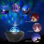 Night Light Projector 3 in 1 Galaxy Projector Star Projector with Bluetooth Speaker, Ocean Wave Bedside Lamp, Adjustable Lightness & Remote Control, Support WiFi Connection Music Player