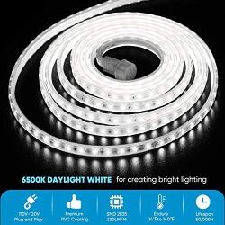 Shine Decor End-to-End Connectable LED Strip Lights, AC 110V-120V Light Strips 50FT, 6500K Cool White Indoor Outdoor Rope Light, IP65 Waterproof Cuttable Linkable Tape Lights for Lighting Decoration