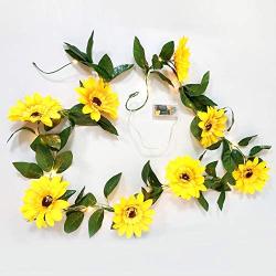 FLCSIed 2 AA Batteries Powered 20 LED Silver String Fairy Lights with Sunflowers and Timer Function, Warm White