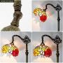 Tiffany Style Reading Floor Lamp Lighting W10H64 Inch Red Yellow Stained Glass Double Rose Lampshade Antique Adjustable Arched Base S001 WERFACTORY Lamps Living Room Bedroom Beside Table Lover Gifts