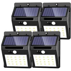 Solar Wall Light 30 LED Motion Sensor Lights Waterproof Outdoor Mounted Solar Night Light Auto On/Off Wall Lamp for Garden Patio Yard Deck Garage Driveway Porch Fence - 4pcs