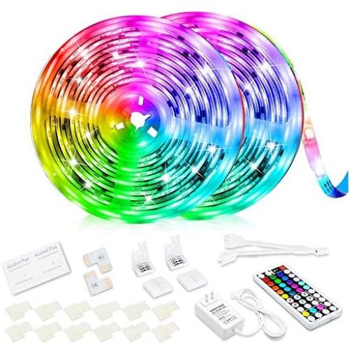 Led Strip Lights, Super Bright RGB 32.8ft/10M 24V Color Changing Led Strip Lights with 44 Keys RF Remote Controller for Bedroom Room TV Party Wedding