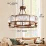 CROSSIO 6 Lights Luxury Round Crystal Chandelier Vintage Brown Iron Pendant Light for Dining Room Bedroom Living Room D25.6'' x H20''