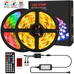 YeeSite RGB Strip Light 32.8ft with Strong Adhesive and Remote Control, Waterproof Dimmable Color Rope Light for Room, Ceiling, Bedroom, Party, TV, Cupboard