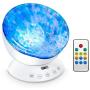 Ocean Wave Projector, 12 LED Night Light Lamp with Adjustable Lightness Remote Control Timer 8 Lighting Modes Music Speaker Light Night Light Projector for Baby Kids Adult Bedroom Sleep Gift