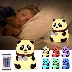 【2020 Christmas Version】Panda Night Light for Boys Girls, GoLine Gifts for Toddlers Babies, 7 Color Changing Night Light for Bedroom with Remote Control