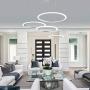 Royal Pearl Modern Chandelier LED 4-Rings Circular Pendant Light Flush Mount Pendant Lighting for Living Room Dining Room, 6000k, Silver