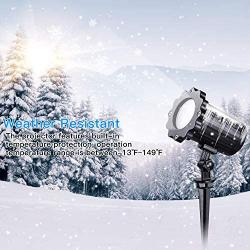 Snowfall LED Light Projector, Christmas Rotating Snowflake Projector Lamp with Remote Control, IP65 Waterproof White Snow for Decoration Lighting on Halloween Holiday Birthday Wedding Party