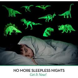 Dinosaur Wall Decals for Boys Girls Room, Glow In The Dark Stickers, Large Removable Vinyl Decor for Bedroom, Living Room, Classroom -Cool Light Art, Kids Birthday Christmas Gift ,Toddlers and Teens .