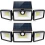 Solar Motion Sensor Lights Outdoor w/ 3 Work Modes, 3 Adjustable Heads, Wider Lighting Range. Waterproof Security Solar Powered Flood Lights for Outside Wall Yard(1200LM, 132 LED, 2 Pack)