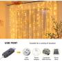 Curtain Lights, GLIME Window Curtain String Lights, 8 Modes with Remote & Timer 2/4/6/8h Fairy String Lights for Bedroom Wedding Party Christmas Outdoor Indoor Wall Decoration USB (Warm White)