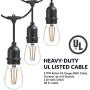Newhouse Lighting CSTRINGLED18 Hanging Sockets | Weatherproof Technology String Light, 48ft, Black, 48 Ft