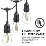 Newhouse Lighting CSTRINGLED18 Hanging Sockets | Weatherproof Technology String Light, 48ft, Black, 48 Ft