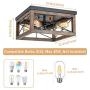 Eyassi 4-Light Wooden Flush Mount Ceiling Lights, Farmhouse Close to Ceiling Lighting Fixtures Black Ceiling Lamp for Kitchen Island Living Room Bedroom Hallway Laundry Entryway
