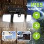 Solar Lights Outdoor,Dimunt 120 LED Wireless Led Solar Motion Sensor Lights Outdoor, 3 Heads 270. Wide Angle with 3 Lighting Modes, IP65 Waterproof Solar Security Lights for Front Door Yard Garage