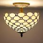 Tiffany Lamp Shade Replacement W12H6 Inch Amber Stained Glass Crystal Pear Bead Lampshade Only Fit for Table Lamps Ceiling Fixture Pendant Light S005 WERFACTORY Living Room Bedroom Office Lover Gifts