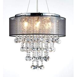 Saint Mossi Chrome Modern K9 Crystal Chandelier Lighting LED Ceiling Light Fixture Pendant Lamp for Dining Room Bathroom Bedroom Livingroom 7G9 Bulbs Required H19'' W22''