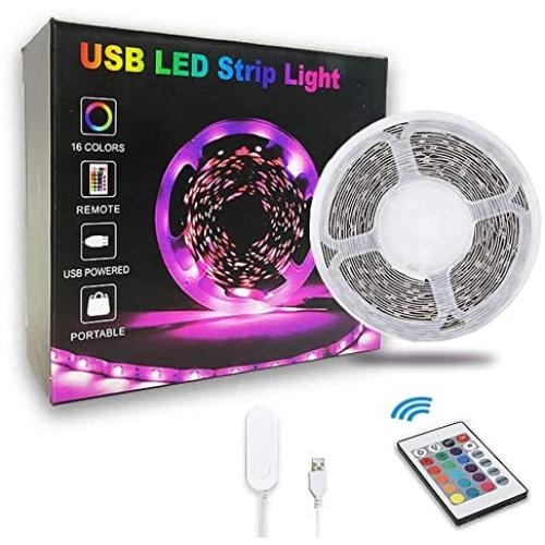 20ft LED Strip Lights, Timelux Color Changing Mood lamp USB 5V Operated RGB 5050 LED Tape Lights Bedroom, Kitchen Cabinet Light with IR Remote Controller and Dimmable