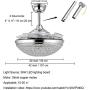 Lighting Counter Crystal Ceiling Fan with Light Indoor, Invisible Retractable Blades Candelier Fan 3 Colors 3 Speeds, LED Remote Control Fan Light Fixture,Modern Chandelier for Living Dining Room 42''(Silver)