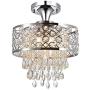 Maxax Flush Mount Crystal Chandeliers with 5 Lights Pendant Light with Crystal Drops,Ceiling Light Fixture for Dining Room, Bedroom, Living Room (Chrome)