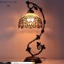 Tiffany Lamps White Stained Glass Crystal Style Table Desk Reading Light Style Shade W8H20 Inch WERFACTORY Lamps Parent Friend Lover Living Room Bedroom Bookcase Dresser Coffee Bar Gifts