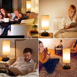 Touch Control BedsideTable Lamp - Moobibear Stepless Dimmable Nightstand Lamp with USB Charging Port, Modern Desk Reading Lamp for Bedroom, Living Room, Kids Room, College Dorm, LED Bulb Included