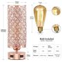 Pink Touch Crystal Lamp Set of 2 with Dual USB Ports, Rose Gold Bedside Lamp, 3 Way Dimmable Nightstand Lamps Desk Light for Bedroom Living Room(Included ST 64 Bulbs)