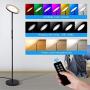 Albrillo Floor lamp - Dimmable LED Floor lamp with RGB and 3 Color Change Modes, Remote Control, 3000K-5000K, 20W/2000lm Super Bright LED Torchiere, Modern Standing Lamps for Bedroom, Office, Black