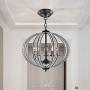 DINGGU 5 Lights Antique Black Iron Chandelier for Living Room Bedroom Dinner Room W21.5''XH20.5''