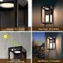 BRIMMEL Outdoor Solar Wall Light 60W with Motion Sensor Aluminum Wall Sconce Waterproof Wireless Landscaping Garden Porch Light for Lawn Patio Yard Driveway 10H Super Bright, Black, SG601040