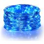 HONGM 2 Pack 100 LED 32.8ft 8 Modes Remote Control Battery Operated Waterproof Dimmable Fairy String Copper Wire Lights for Wedding, Bedroom, Patio, Party, Christmas, (Blue 2 Pack)