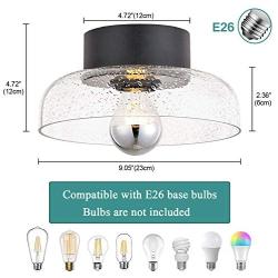 TeHenoo Semi Flush Mount Ceiling Light,Seeded Glass Shade Ceiling Light Fixture for Dining Room,Cafe, Bar, Corridor, Hallway, Entryway, Passway