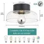 TeHenoo Semi Flush Mount Ceiling Light,Seeded Glass Shade Ceiling Light Fixture for Dining Room,Cafe, Bar, Corridor, Hallway, Entryway, Passway