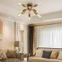 SGLfarmty Close to Ceiling Sputnik Chandelier Semi Flush Mount Mid-Century Light Fixtures Brushed Brass Lighting Ceiling Lamp for Bathroom Bedroom Dining Room Ceiling