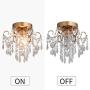 Q&S Mini Chandelier Crystal Ceiling Light ,Small Flush Mount Chandelier,Entryway Bedroom Barthroom Hallway Gold Light Fixture