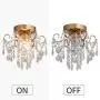 Q&S Mini Chandelier Crystal Ceiling Light ,Small Flush Mount Chandelier,Entryway Bedroom Barthroom Hallway Gold Light Fixture
