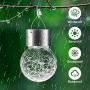 PARTPHONER 12 Pack Hanging Solar Lights Outdoor, Waterproof Solar Globe Lantern with Handle and Clip, Decorative Cracked Glass Ball Lights for Christmas Decor, Tree, Yard, Garden, Patio (Warm White)