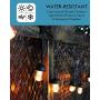 Outdoor String Lights, 41 Ft Weatherproof String Lamps with 10 LED Flame Effect Light Bulbs for Christmas Tree Patio Deck Backyard Garden Bedroom Porch Cafe Wedding Graduation Party