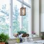LOG BARN Farmhouse Pendant Light, Pendant Lighting for Kitchen Island with Wooden Crossing Frame, Mini Hanging Lamp for Foyer, Entryway, Dining Room