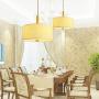 Nordic Log Chandelier E26 Adjustable Height Pendant Light Fixture Linen Lampshade Modern Ceiling Light Hanging Lamp for Kitchen Dining Room Hallway