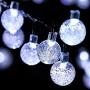 Solar String Lights Globe 33 Feet 60 Crystal Balls Waterproof LED Fairy Lights 8 Modes Outdoor Starry Lights Solar Powered String Light for Garden Yard Home Party Wedding Decoration (Cool White)