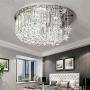 Modern K9 Crystal Moon Star Chandelier Lighting with Remote ,Flush Mount LED Ceiling Light Fixture Pendant Lamp for Dining Room Bedroom Living Room Width 23.6inch